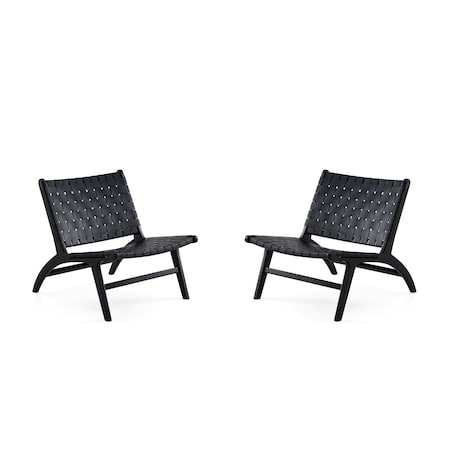 Manhattan Comfort Maintenon Leatherette Accent Chair in Black, Set of 2 2-ACCA03-BK